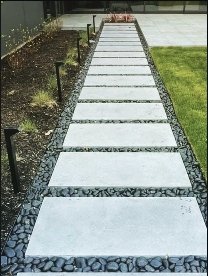 Stone walkway with clean edging